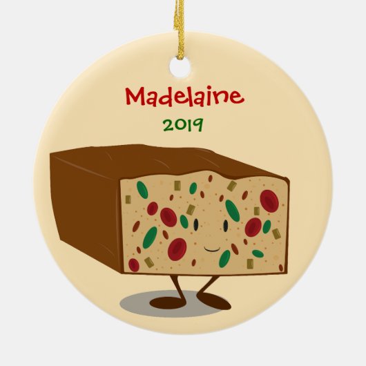 Fruitcake Naam Jaar Kerstmis Keramisch Ornament (Achterkant)