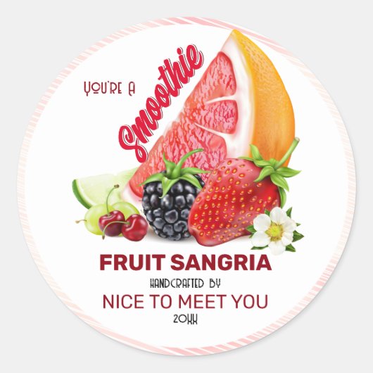 Fruitcocktail | Vriendschap Hallo Grappig Ronde Sticker (Voorkant)