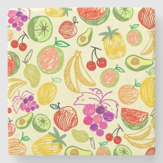 Fruiteitspatroon Stenen Onderzetter (Voorkant)