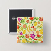 Fruiteitspatroon Vierkante Button 5,1 Cm (Voorkant /achterkant)