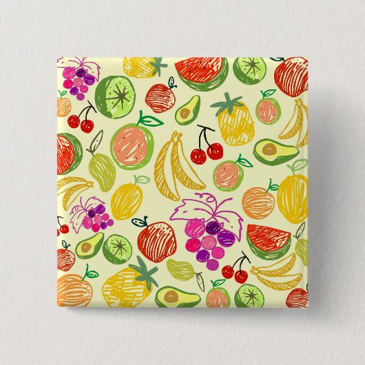 Fruiteitspatroon Vierkante Button 5,1 Cm (Voorkant)