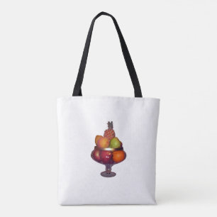 Fruitenkom met standaard op wit tote bag