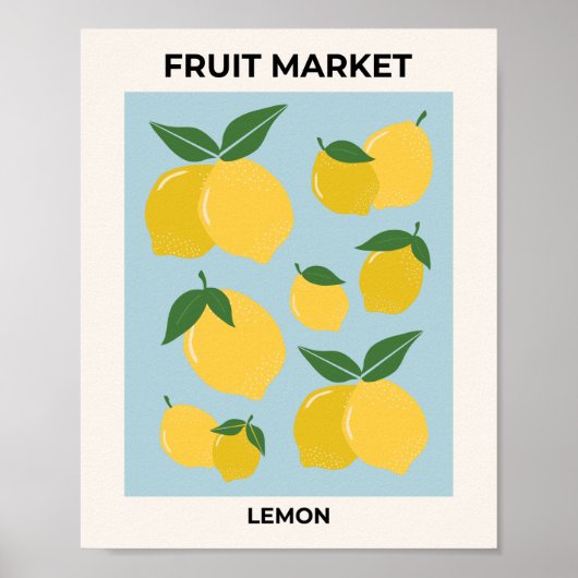 Fruitenmarkt Lemon print Food Art Blue (Voorkant)