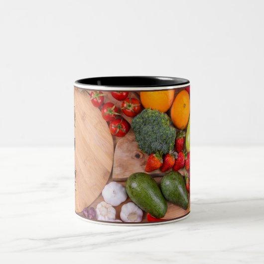 Fruiterende Sjabloon voor uw eigen tekst Tweekleurige Koffiemok (Center)