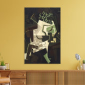 Fruitgerecht op geruit tafelkleed canvas afdruk (Insitu (Woonkamer))