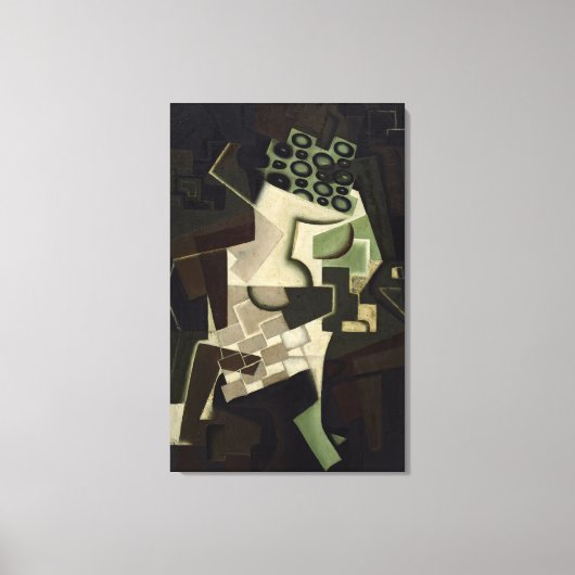 Fruitgerecht op geruit tafelkleed canvas afdruk (Voorkant)