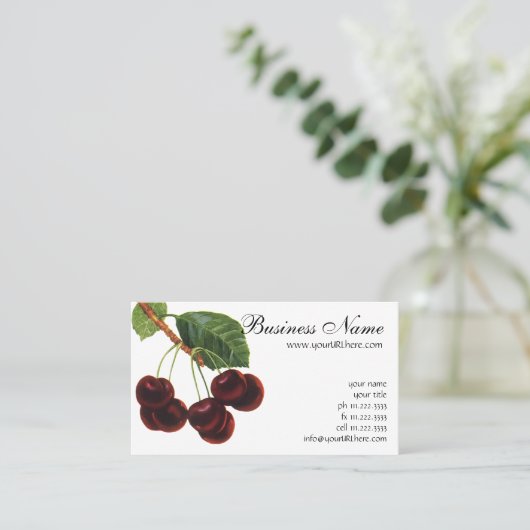  fruitgewassen, rijpe kersen van een boom visitekaartje (Staand voorkant)