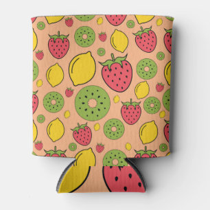 Fruitig behang: aardbeien, citroenen, kiwi's. blikjeskoeler