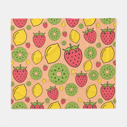 Fruitig behang: aardbeien, citroenen, kiwi's. fleece deken (Voorkant (Horizontaal))