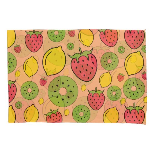 Fruitig behang: aardbeien, citroenen, kiwi's. kussensloop (Voorkant)