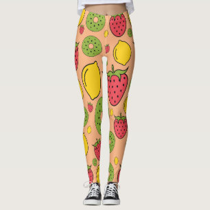 Fruitig behang: aardbeien, citroenen, kiwi's. leggings