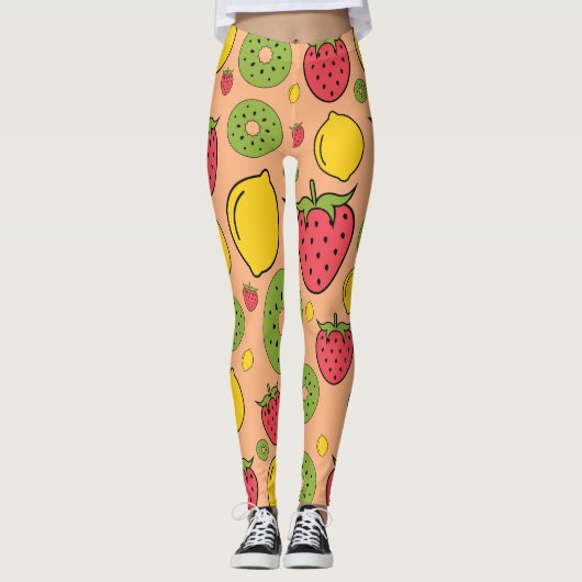 Fruitig behang: aardbeien, citroenen, kiwi's. leggings (Voorkant)