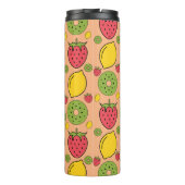 Fruitig behang: aardbeien, citroenen, kiwi's. thermosbeker (Achterkant)