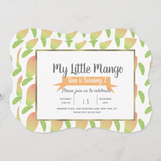 Fruitig klein mango kaart (Voorkant / Achterkant)