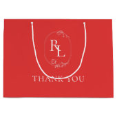 fruitig rood | Bloemenmonogram bruiloft Dank u Groot Cadeauzakje (Voorkant)