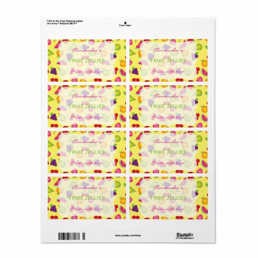 Fruitig Schattige gepersonaliseerd inblikken label (Full Sheet)
