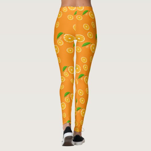 Fruitig Sinaasappel Design Pattern Design Leggings (Achterkant)