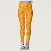 Fruitig Sinaasappel Design Pattern Design Leggings (Voorkant)