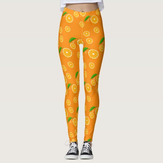 Fruitig Sinaasappel Design Pattern Design Leggings (Voorkant)