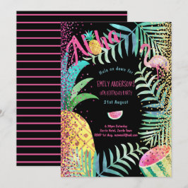 Fruitig Tropisch Verjaardagsfeestje  Uitnodigt Fla Kaart