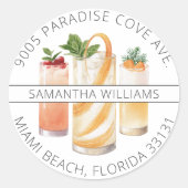 Fruitige cocktails Happy Hour retour adres Ronde Sticker (Voorkant)