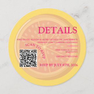 Fruitige, kleurrijke citrus bruiloft detail insert feestdagenkaart