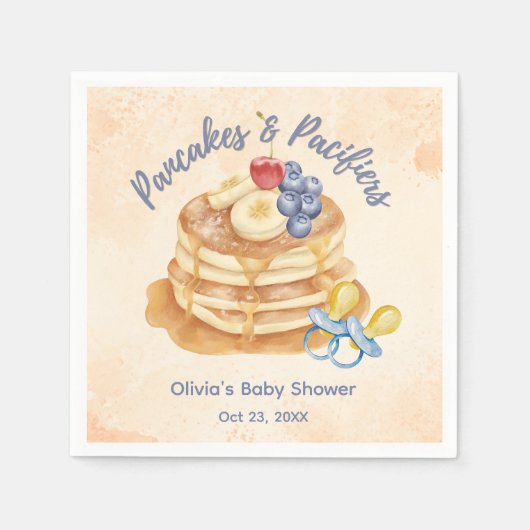 Fruitige pannenkoeken & fopspeen geruite babyshowe servet (Voorkant)