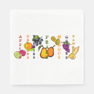 Fruitige peren Vruchten Vette kleuren Graphics Servet