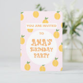 Fruitige perziken Verjaardag uitnodiging (Staand voorkant)