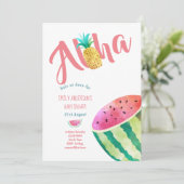 Fruitige Tropische Baby Shower Uitnodiging Melon A (Staand voorkant)