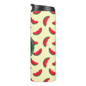 Fruitige zomer rode watermeloen monogram thermosbeker (Geroteerd rechts)
