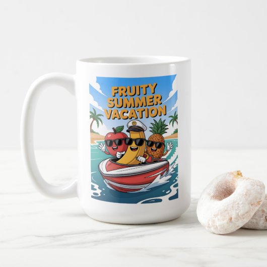 Fruitige zomervakantie koffiemok (Met donut)