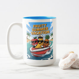 Fruitige zomervakantie tweekleurige koffiemok