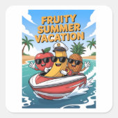Fruitige zomervakantie vierkante sticker (Voorkant)