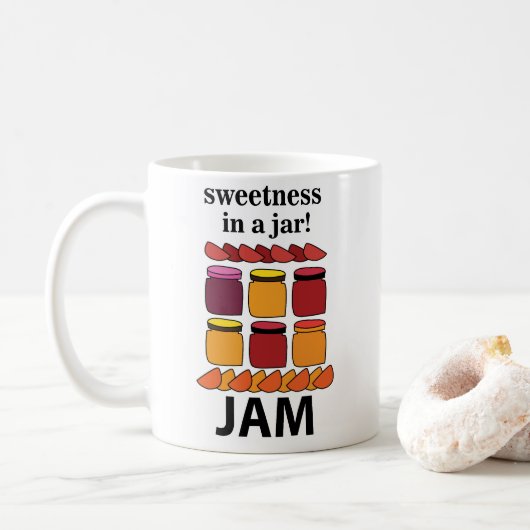 Fruitjam zoetheid in een pot Fruitjam Koffiemok (Met donut)