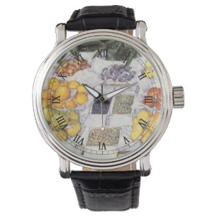 Fruitkraam van Gustave Caillebotte, Vintage Kunst Horloge