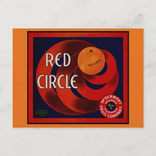 fruitkrat label Art Red Circle Sinaasappels Briefkaart
