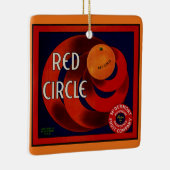  fruitkrat label Art Red Circle Sinaasappels Keramisch Ornament (Rechts)