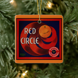 fruitkrat label Art Red Circle Sinaasappels Keramisch Ornament