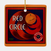fruitkrat label Art Red Circle Sinaasappels Keramisch Ornament (Achterkant)