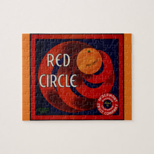  fruitkrat label Art Red Circle Sinaasappels Legpuzzel