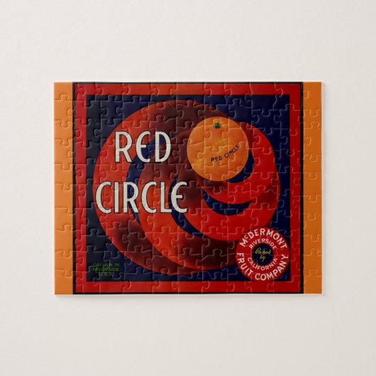  fruitkrat label Art Red Circle Sinaasappels Legpuzzel (Horizontaal)
