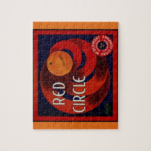  fruitkrat label Art Red Circle Sinaasappels Legpuzzel (Verticaal)