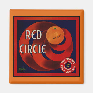  fruitkrat label Art Red Circle Sinaasappels Magneet