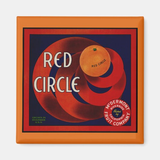 fruitkrat label Art Red Circle Sinaasappels Magneet (Voorkant)