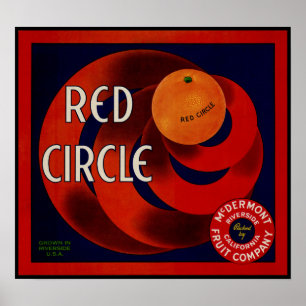  fruitkrat label Art Red Circle Sinaasappels Poster