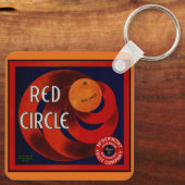  fruitkrat label Art Red Circle Sinaasappels Sleutelhanger (Achterkant)