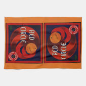  fruitkrat label Art Red Circle Sinaasappels Theedoek (Horizontaal)