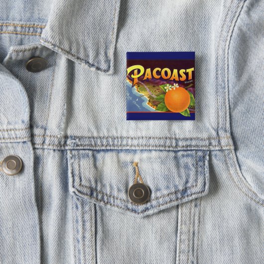  fruitkratelkunst, akoestische Sinaasappels Vierkante Button 5,1 Cm (In situ)