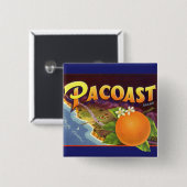  fruitkratelkunst, akoestische Sinaasappels Vierkante Button 5,1 Cm (Voorkant /achterkant)